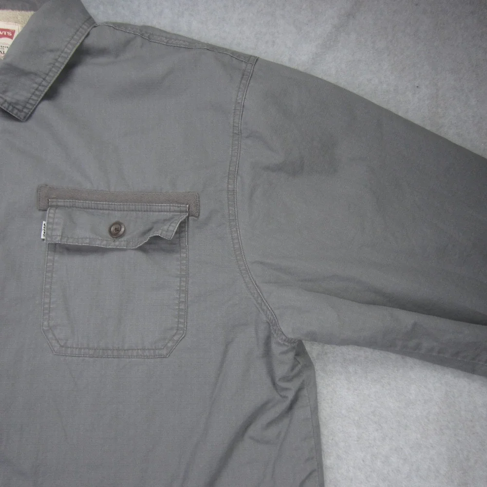 Levis Jacket Mens‎ XXL Gray Sherpa Lined Trucker Coat Button Up Workwear - Picture 4 of 16